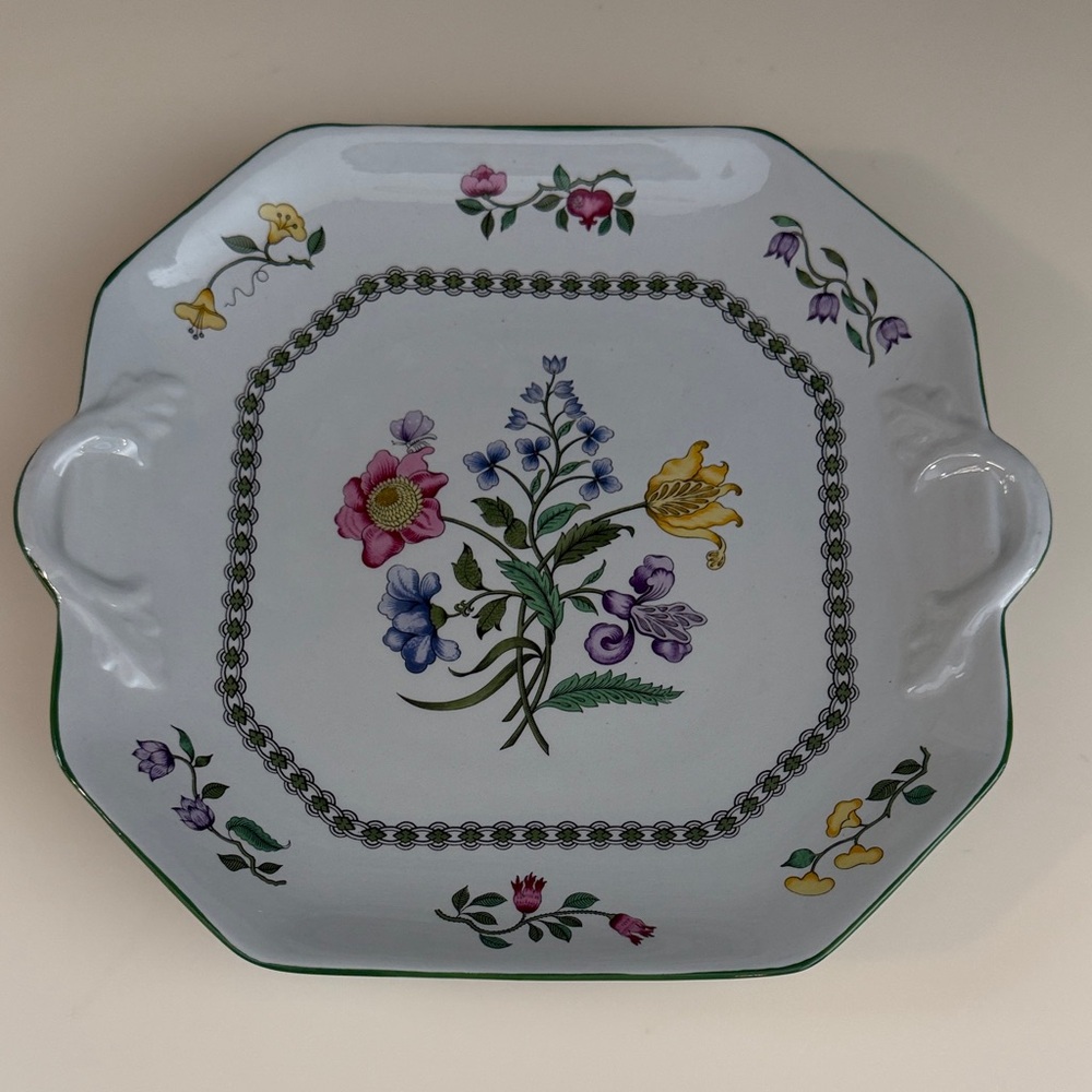 Spode fine stone A Summer Palace handled cake plate 10-1/2"